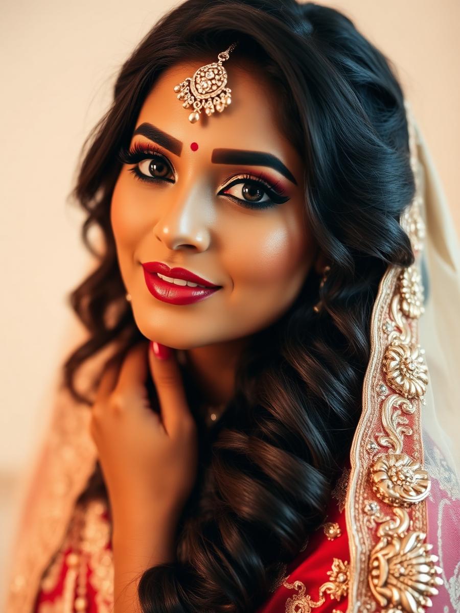 Bridal makeup and hair styling at Hair Crew Luxury Salon